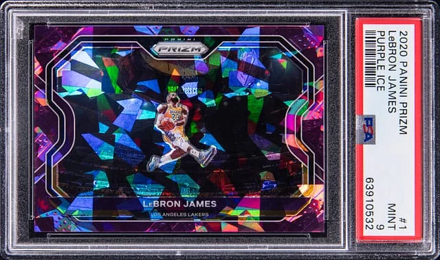 2020-21 Panini Prizm LeBron James - Kobe Bryant's Jersey Number Purple Ice Prizm #1 card image