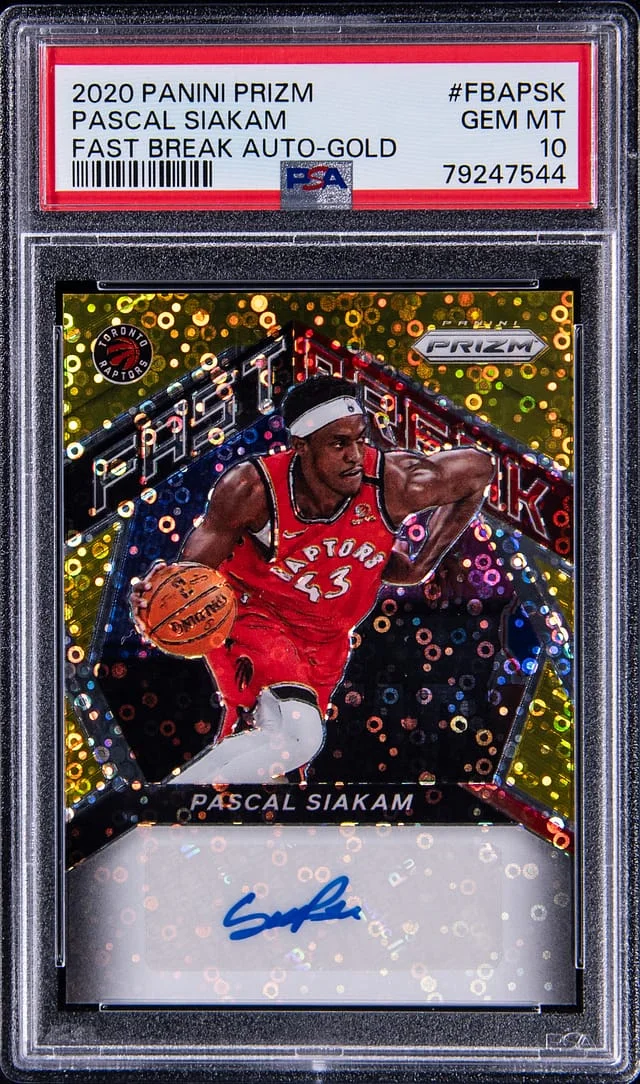 2020-21 Panini Prizm Pascal Siakam Fast Break Autograph Gold #FBAPSK card image