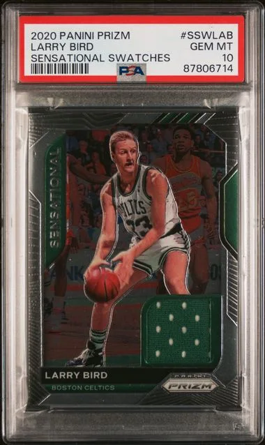 2020-21 Panini Prizm Sensational Swatches SSW-LAB Larry Bird Game-Used #no-number card image