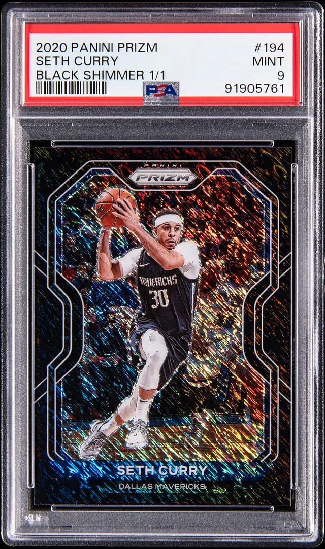 2020-21 Panini Prizm Seth Curry Black Shimmer 1/1 #194 card image