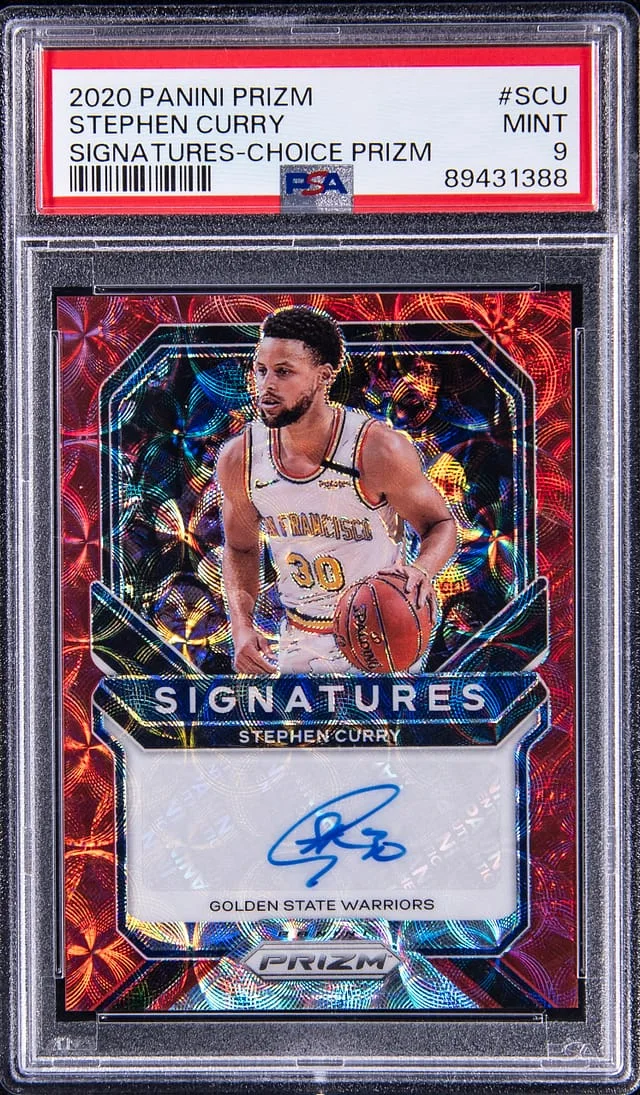 2020-21 Panini Prizm Stephen Curry Signatures Gold Prizm #SCU card image