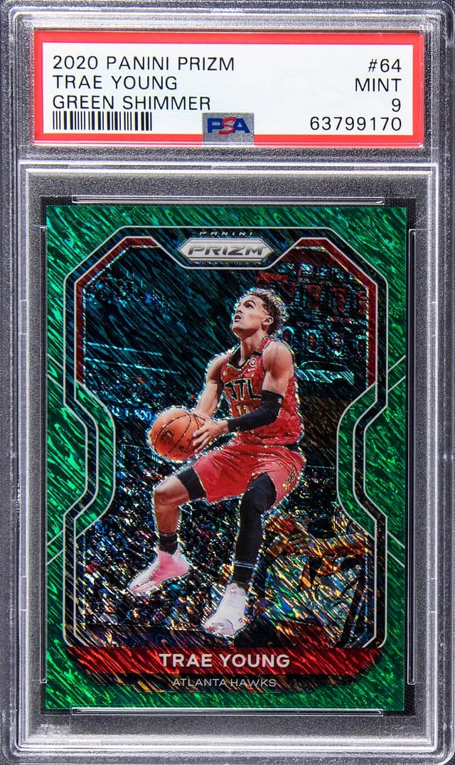 2020-21 Panini Prizm Trae Young Green Shimmer #64 card image