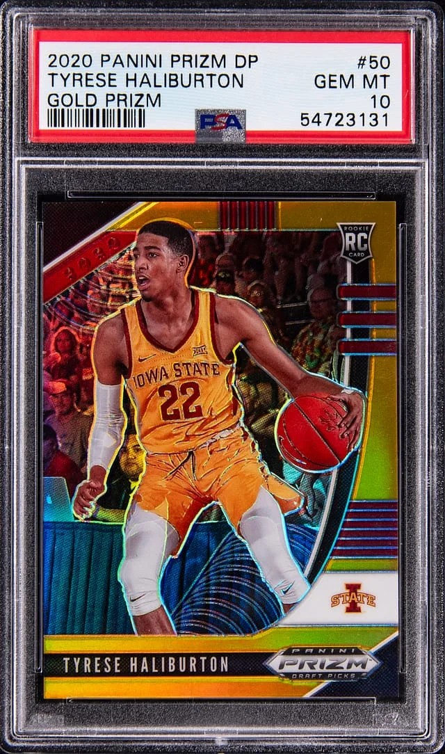 2020-21 Panini Prizm Tyrese Haliburton Gold Prizm #50 card image