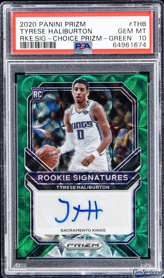 2020-21 Panini Prizm Tyrese Haliburton Signatures White Sparkle Prizm #RS-THB card image