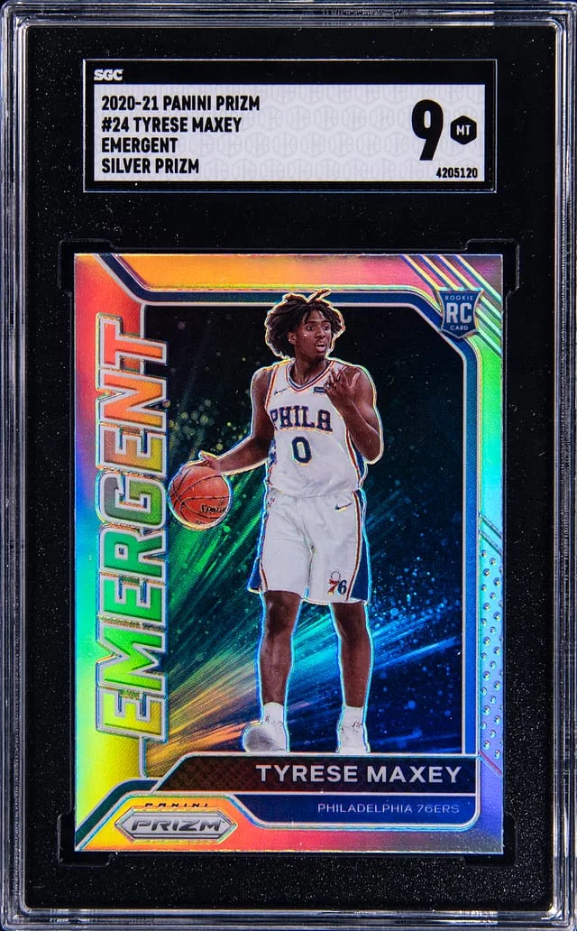 2020-21 Panini Prizm Tyrese Maxey Emergent Silver Prizm #24 card image