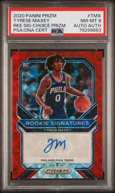 2020-21 Panini Prizm Tyrese Maxey Signatures Choice Prizm #RS-TMX card image