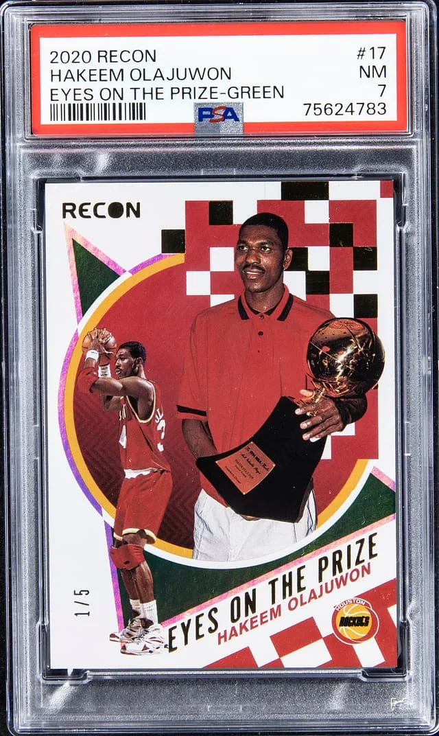 2020-21 Panini Recon Hakeem Olajuwon Eyes On The Prize Green #17 card image