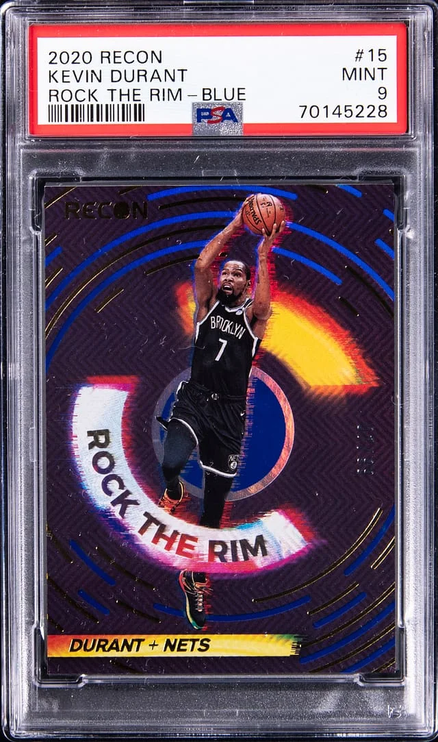 2020-21 Panini Recon Kevin Durant Rock The Rim Blue #15 card image