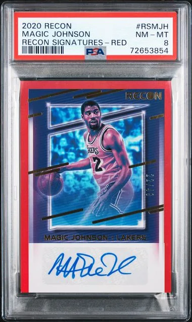 2020-21 Panini Recon Magic Johnson Signatures Red #RS-MJH card image