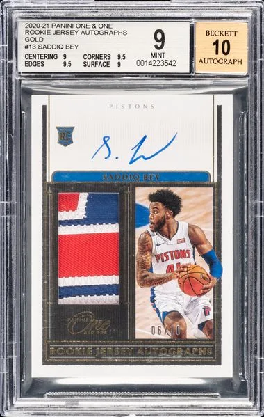2020-21 Panini Saddiq Bey One & One Jersey Autographs Gold #13 card image