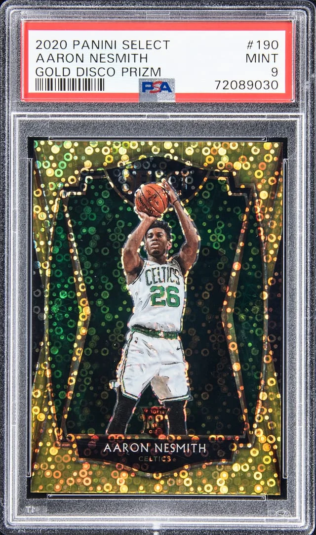 2020-21 Panini Select Aaron Nesmith Gold Disco Prizm #190 card image