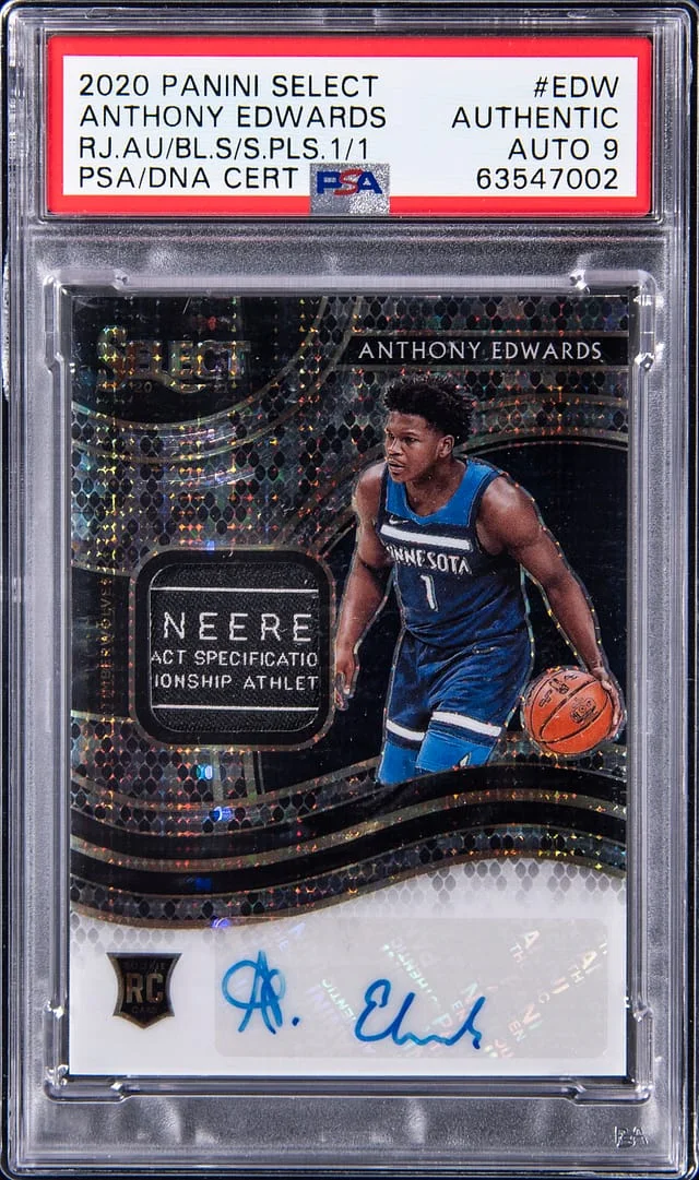 2020-21 Panini Select Anthony Edwards Jersey Autograph Black Disco Prizm #RJA-EDW card image