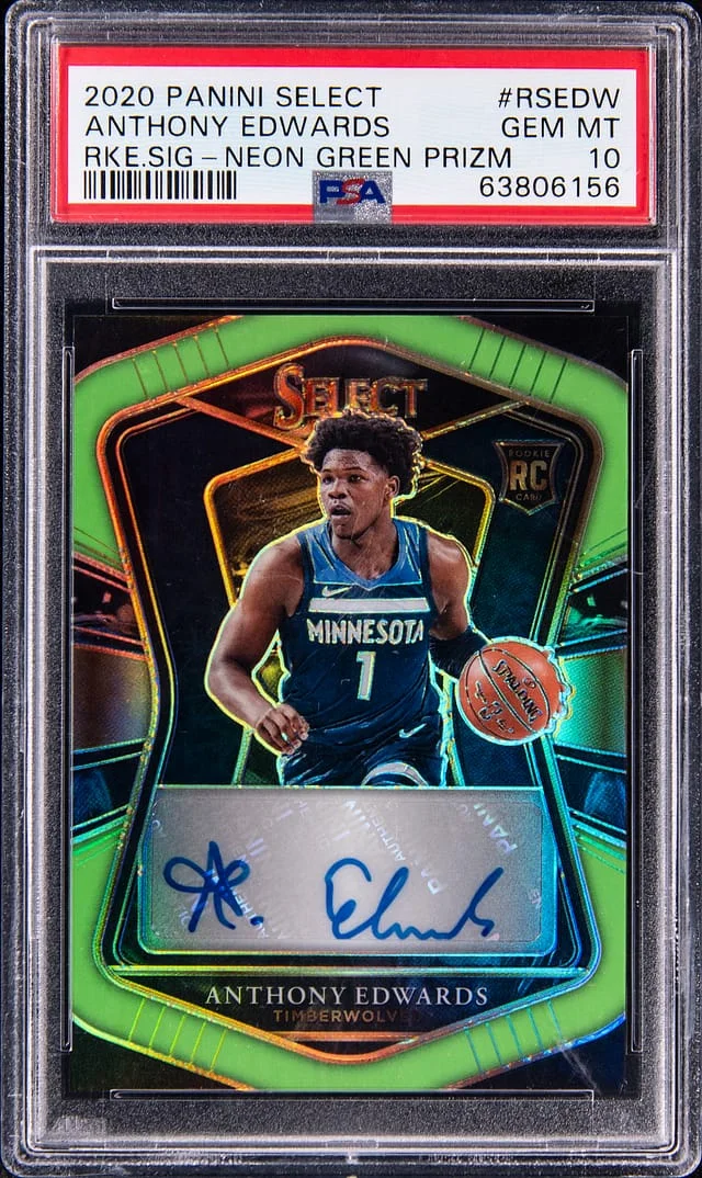 2020-21 Panini Select Anthony Edwards Signatures Neon Green Prizm #RS-EDW card image