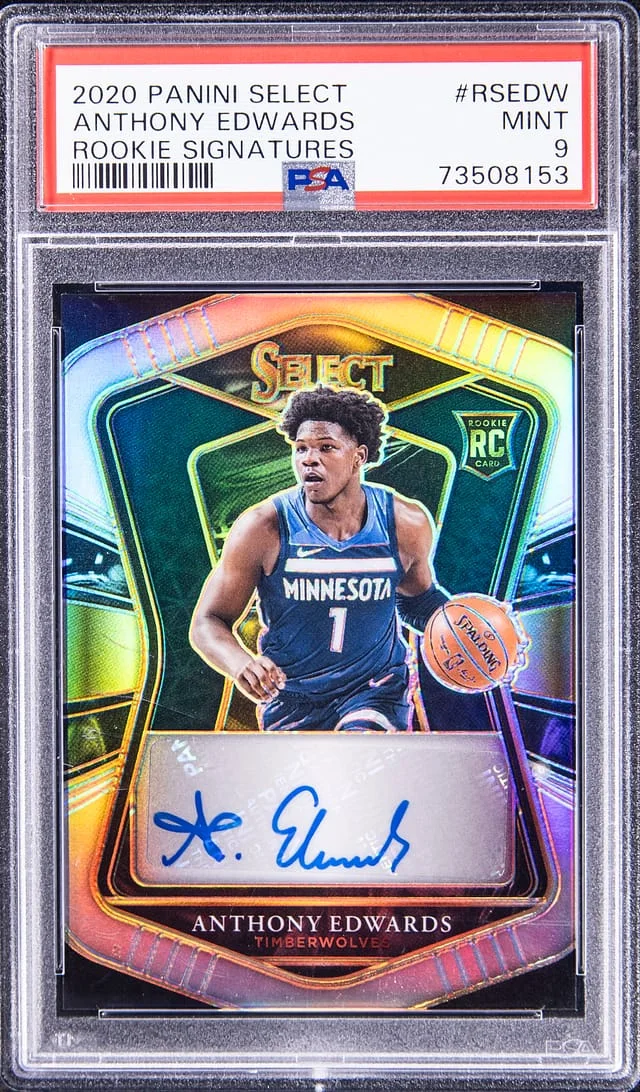 2020-21 Panini Select Anthony Edwards Signatures Silver Prizm #RSEDW card image