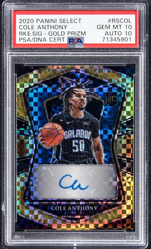 2020-21 Panini Select Cole Anthony Signatures Gold Prizm #RS-COL card image