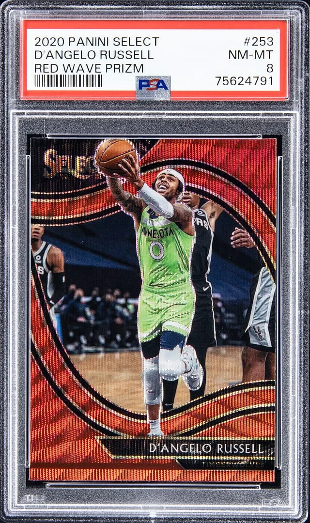 2020-21 Panini Select D'Angelo Russell Red Wave Prizm #253 card image