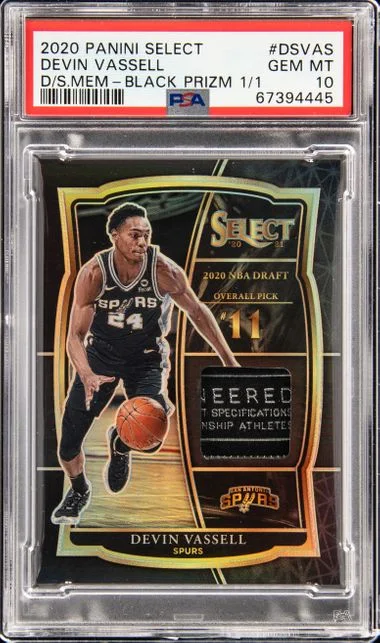 2020-21 Panini Select Devin Vassell Draft Selection Memorabilia Black Prizm #DS-VAS card image