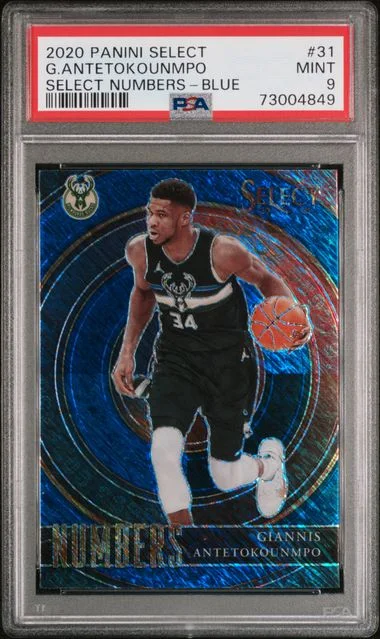 2020-21 Panini Select Giannis Antetokounmpo Numbers Blue #31 card image