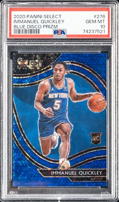 2020-21 Panini Select Immanuel Quickley Blue Disco Prizm #276 card image
