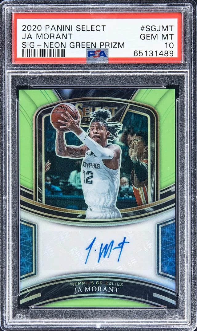2020-21 Panini Select Ja Morant Signature Neon Green Prizm #SG-JMT card image