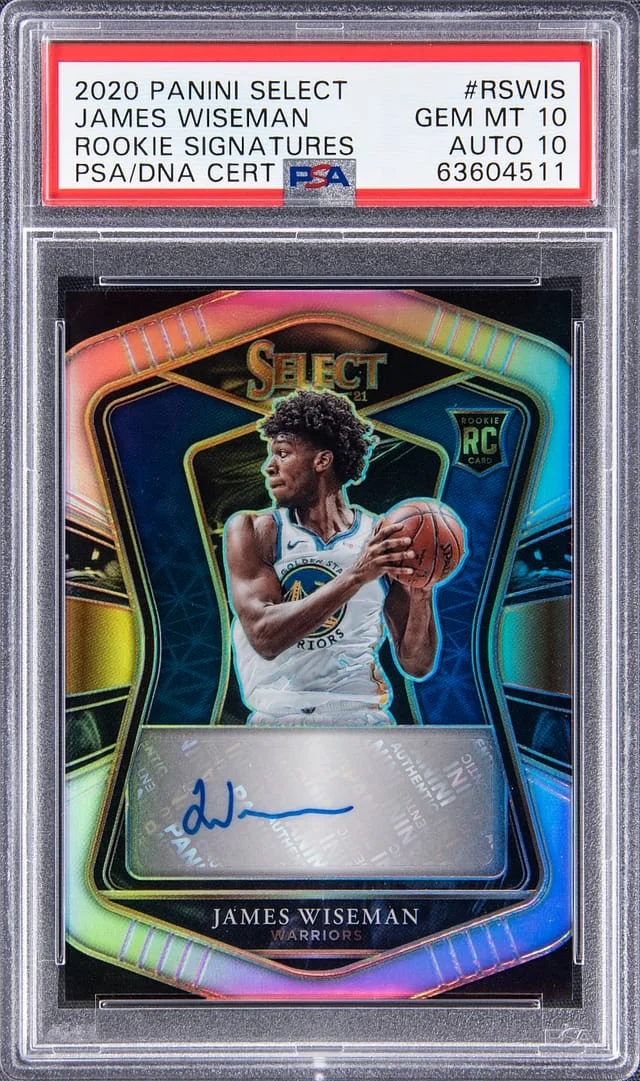 2020-21 Panini Select James Wiseman Signatures Silver Prizm #WIS card image