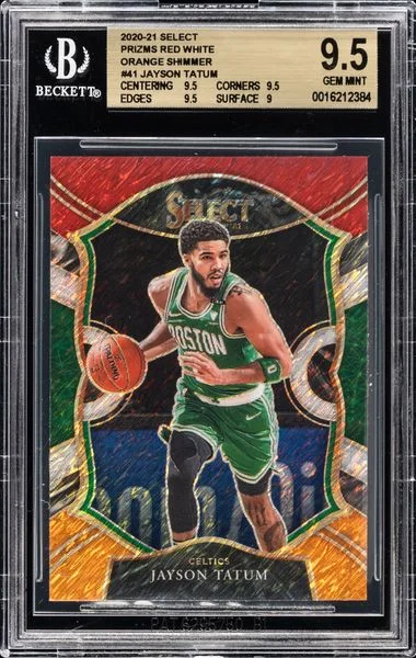 2020-21 Panini Select Jayson Tatum Red/White/Orange Shimmer #41 card image