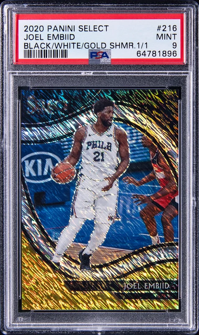 2020-21 Panini Select Joel Embiid Neon Orange Pulsar Prizm #216 card image