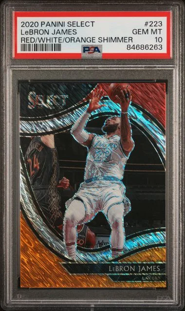 2020-21 Panini Select LeBron James Red/White/Orange Shimmer #223 card image