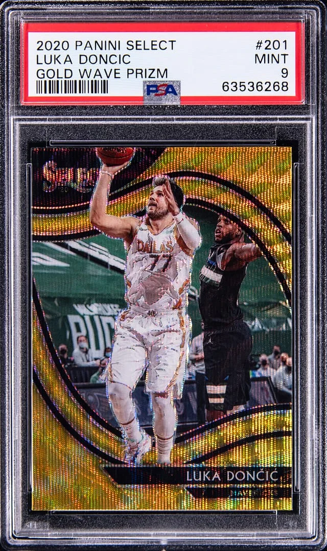 2020-21 Panini Select Luka Doncic Gold Wave Prizm #201 card image