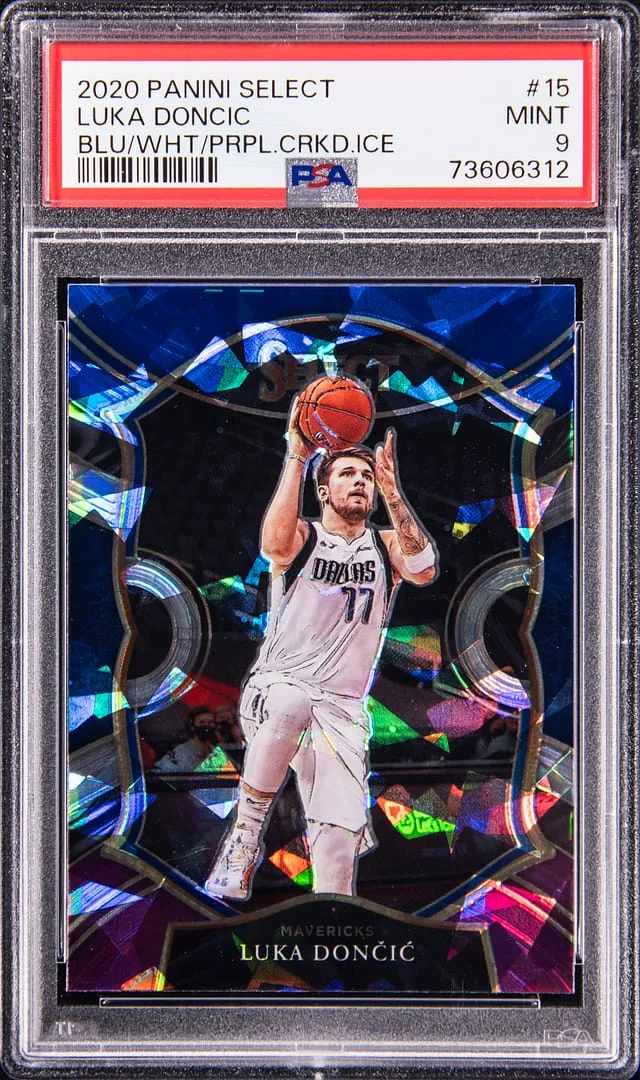 2020-21 Panini Select Luka Dońić Blue/White/Purple Cracked Ice #15 card image