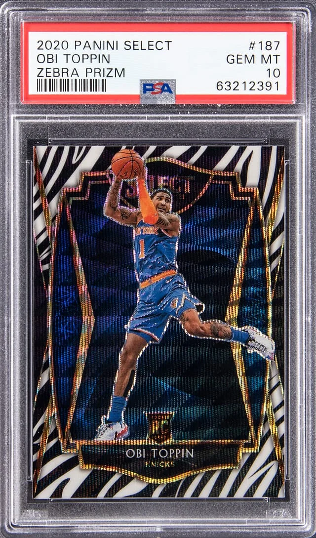 2020-21 Panini Select Obi Toppin Zebra Prizm #187 card image