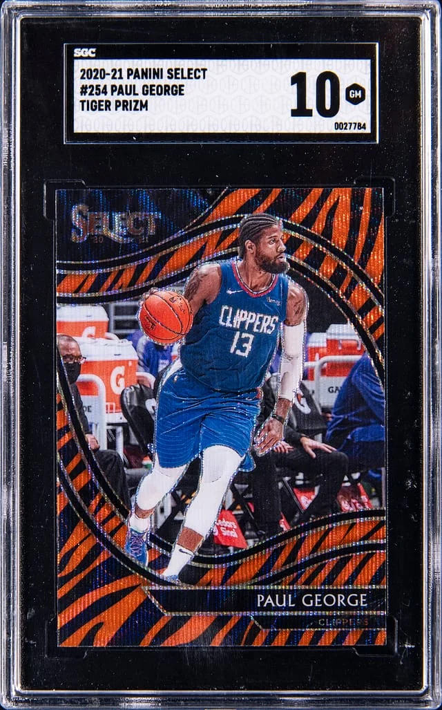 2020-21 Panini Select Paul George Tiger Prizm #254 card image