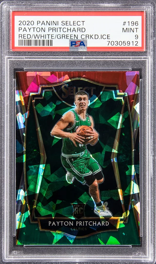 2020-21 Panini Select Payton Pritchard Red/White/Green Cracked Ice #196 card image