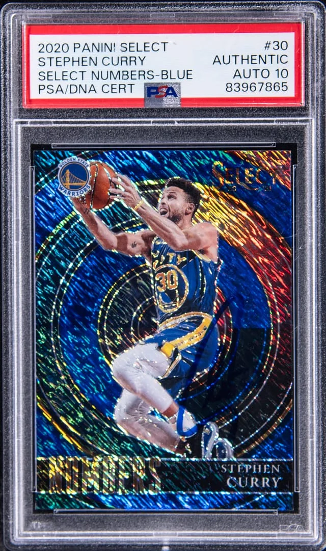 2020-21 Panini Select Stephen Curry Numbers Blue #30 card image
