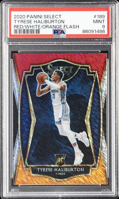 2020-21 Panini Select Tyrese Haliburton Red/White/Orange Shimmer #189 card image