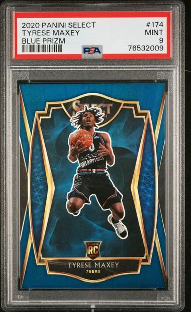 2020-21 Panini Select Tyrese Maxey Red White Orange Shimmer #174 card image