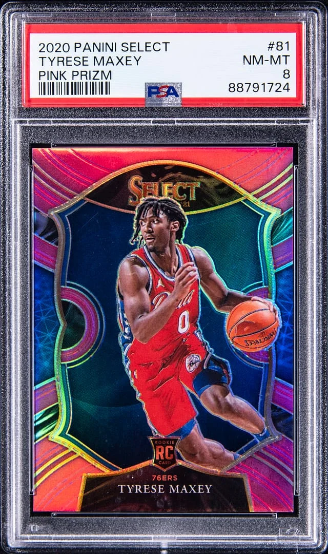 2020-21 Panini Select Tyrese Maxey Pink Prizm #81 card image