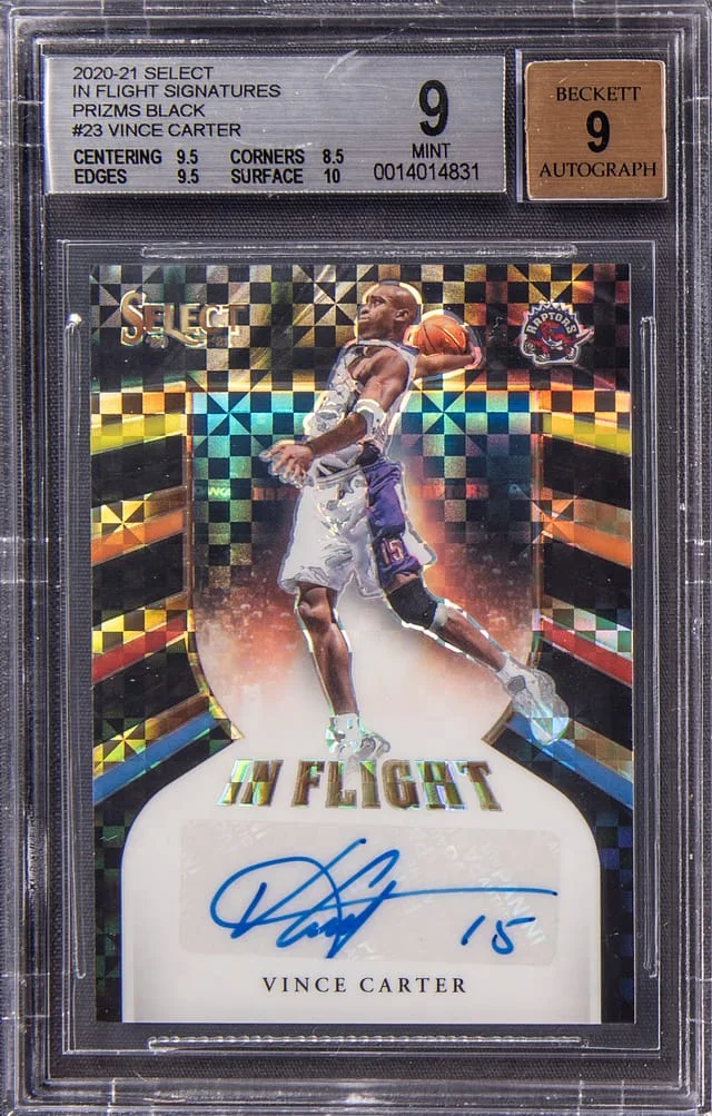 2020-21 Panini Select Vince Carter In Flight Signatures Prizms Black #23 card image