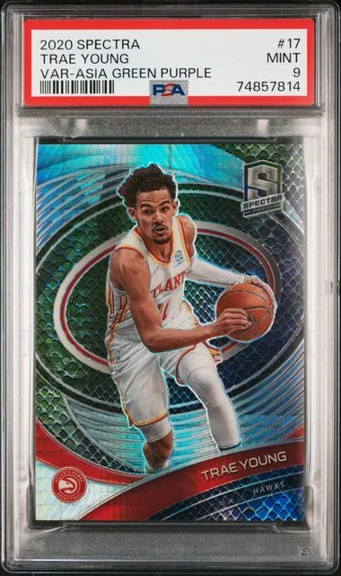 2020-21 Panini Spectra Trae Young Asia Green Purple Variation #17 card image