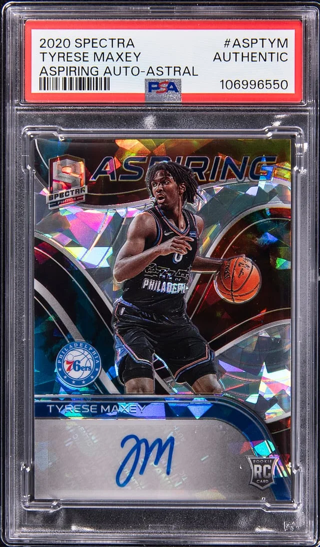 2020-21 Panini Spectra Tyrese Maxey Aspiring Autographs Astral #ASP-TYM card image
