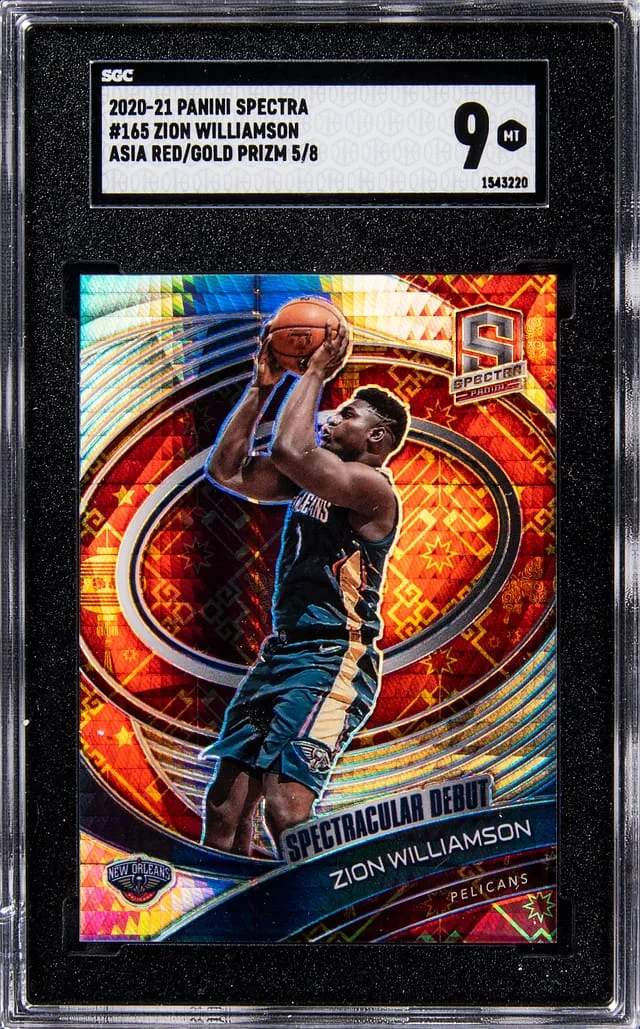 2020-21 Panini Spectra Zion Williamson Asia Red/Gold Prizm #165 card image
