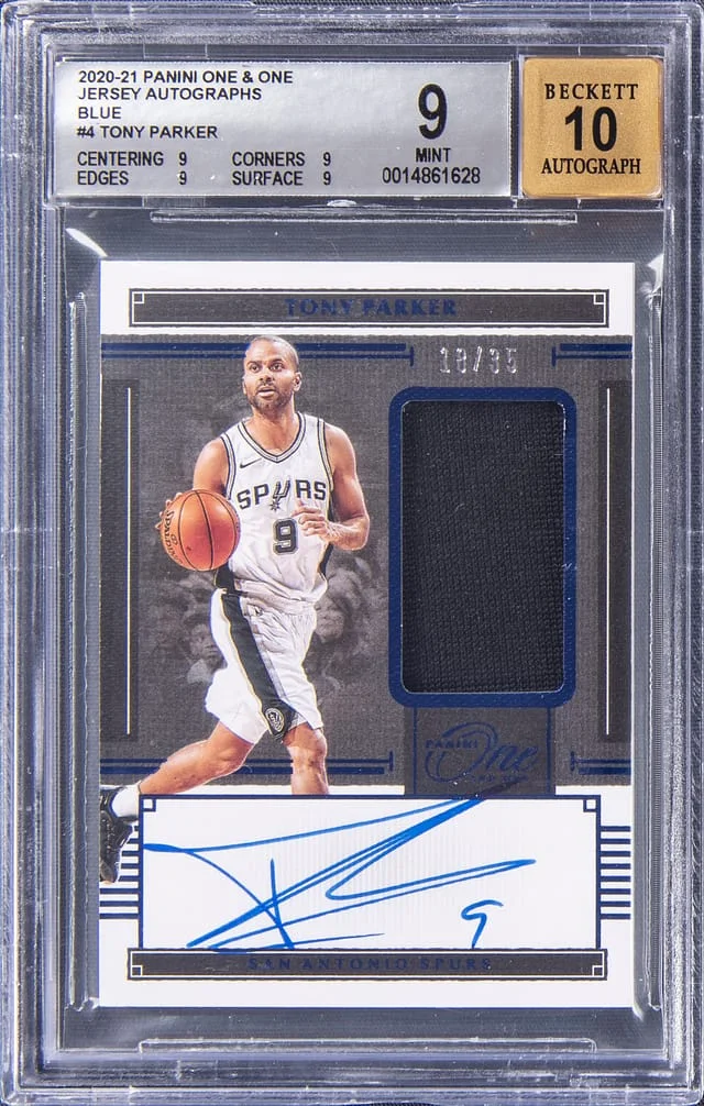 2020-21 Panini Tony Parker One & One Jersey Autographs Blue #JA-TPK card image