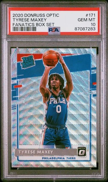 2020-23 Panini Donruss Optic Tyrese Maxey Fanatics Box Set Rated #171 card image