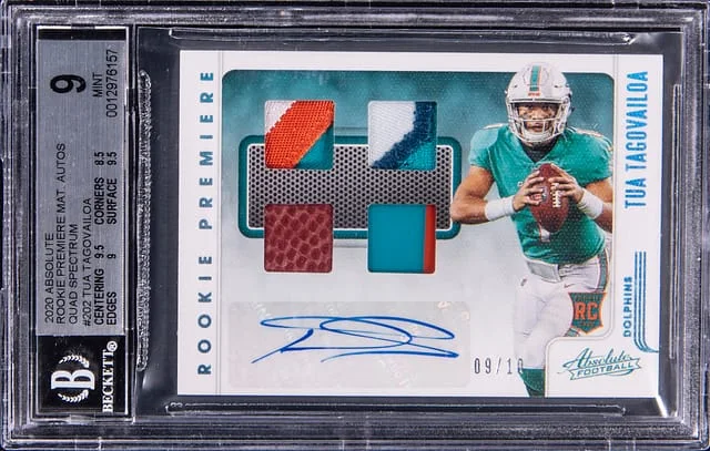 2020 Absolute Tua Tagovailoa Premiere Materials Autos Quad Spectrum #202 card image