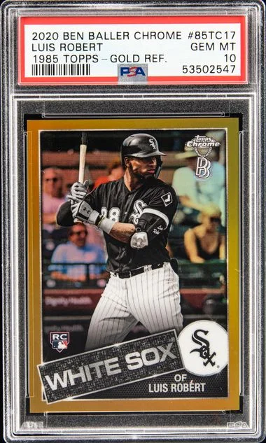 2020 Ben Baller Chrome 1985 Topps Gold Refractor Luis Robert (#50) #85TC17 card image