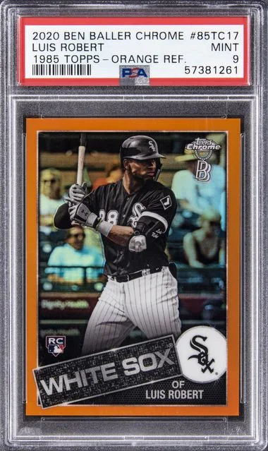 2020 Ben Baller Chrome 1985 Topps Orange Refractor Luis Robert (#25) #85TC17 card image