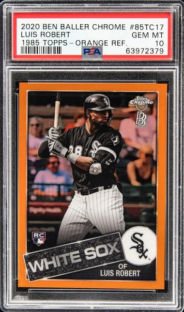 2020 Ben Baller Chrome 1985 Topps Orange Refractor Luis Robert #85TC17 card image