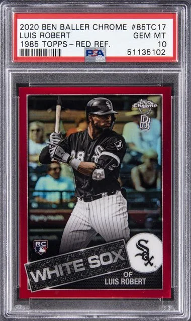 2020 Ben Baller Chrome 1985 Topps Red Refractor Luis Robert #85TC17 card image
