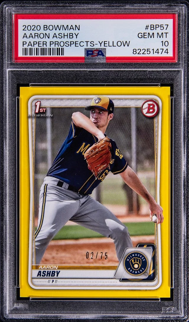 2020 Bowman Aaron Ashby Paper Prospects Yellow #BP-57 card image