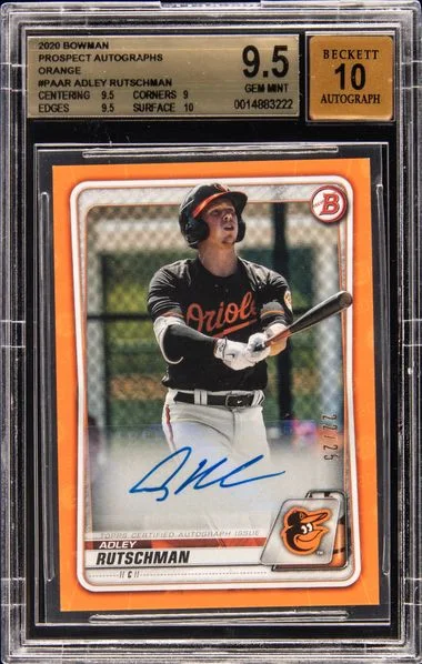 2020 Bowman Adley Rutschman Paper Prospect Autographs Orange #PA-AR card image